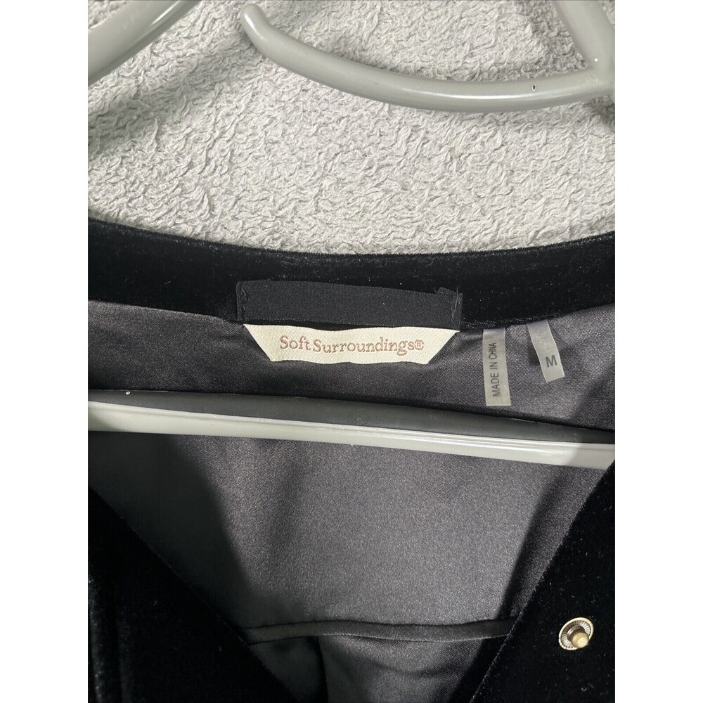 Soft Surroundings Women’s Size Medium Full Zip Velvet Velour‎ Jacket Black Goth - Picture 7 of 12